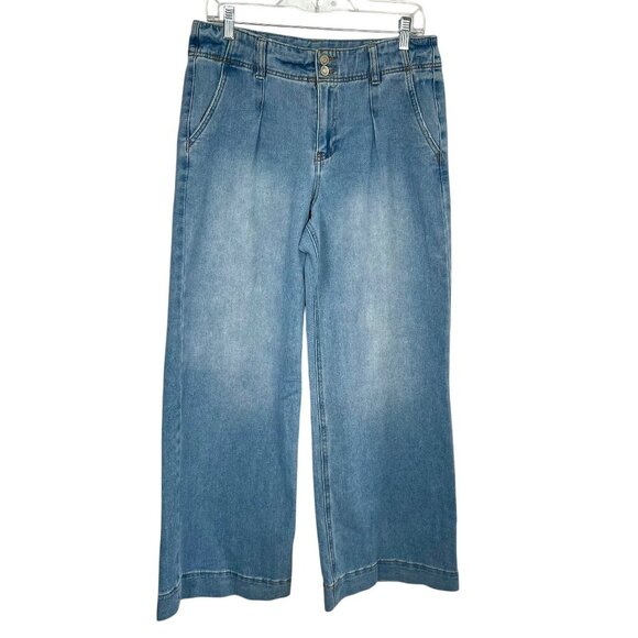 BCBGeneration 2 Button Wide Leg High Rise Jeans Light Wash Women's Size 9/29 - Picture 1 of 12